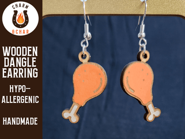 Chicken Leg Wood Dangle Earrings - Thanksgiving Fashion Earring